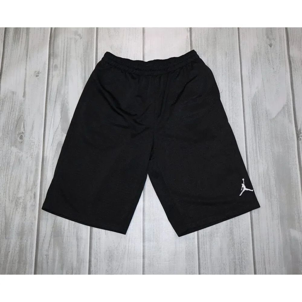 Jordan Boys L (152-156 cm) Black Mesh Basketball Shorts Jumpman Logo Drawstring